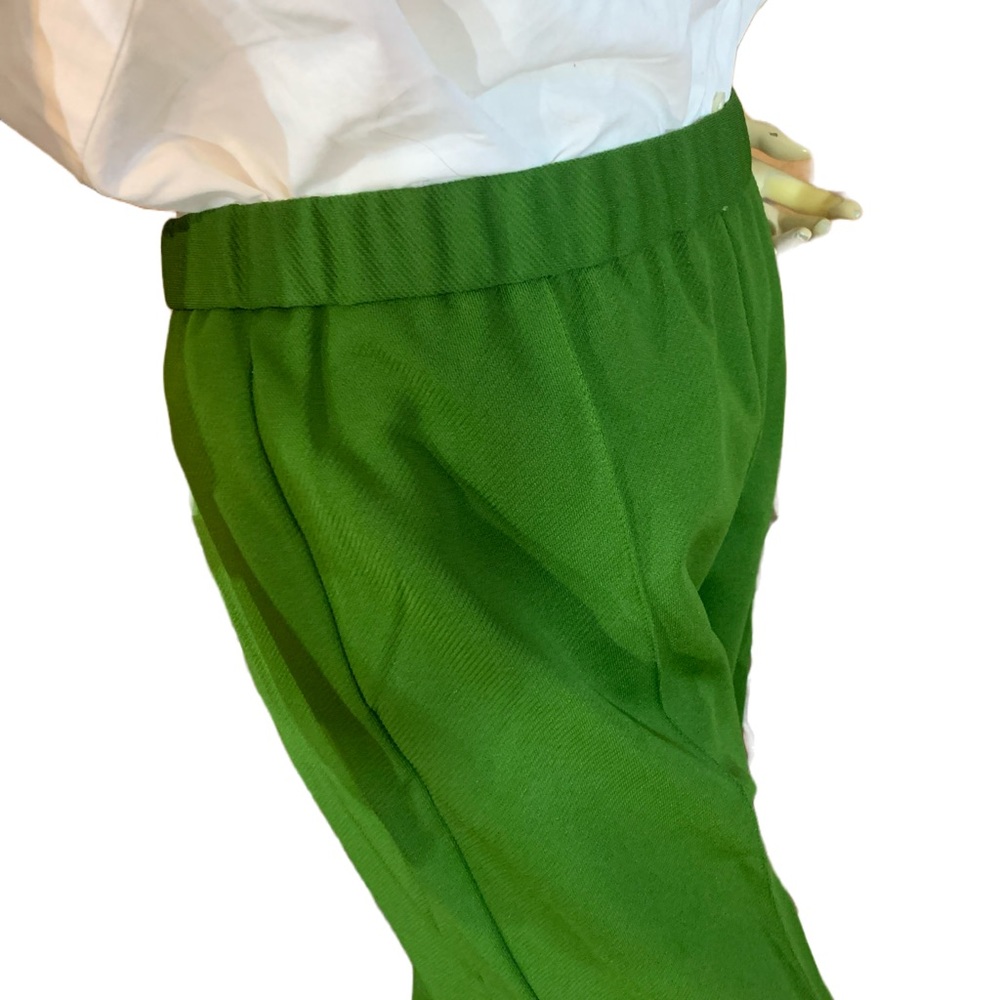 VINTAGE CIRCA 1970'S ALEX COLMAN GREEN FLARE LEG ELASTIC WAIST PANTS (M) - Picture 5 of 11